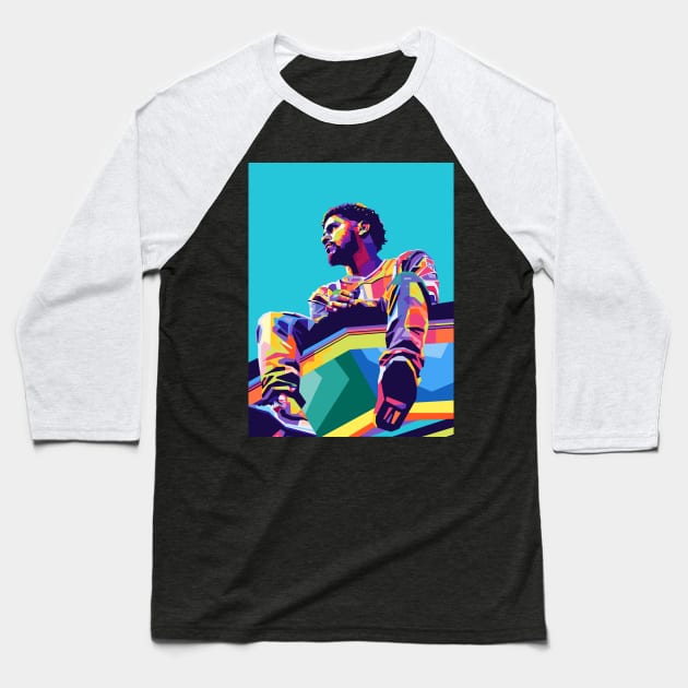 J Cole Wpap Pop Art Baseball T-Shirt by Zet Art